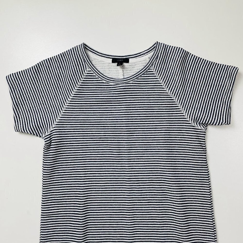 NWT J. Crew Dress Striped Cozy Beach Navy Blue White Terry Cloth Short Sleeve M - Picture 5 of 11